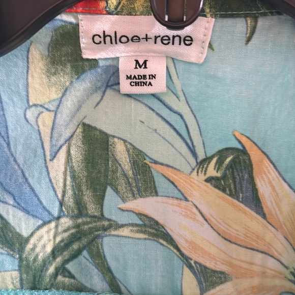 Tropical Blue and Orange Sleeveless Polo Blouse - Picture 2 of 10